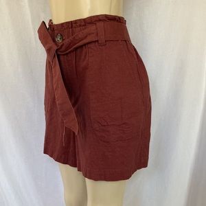 SALE - WIT & WISDOM Paperbag Waist Linen Blend Shorts Size 18W Burnt Henna NWOT